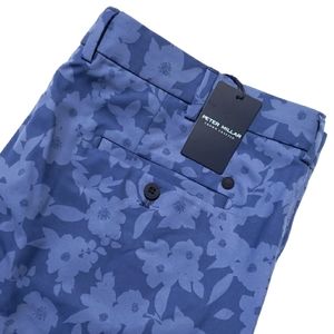 Peter Millar Crown Crafted Surge Floral 32x 34 Performance Blue Golf Pants $175